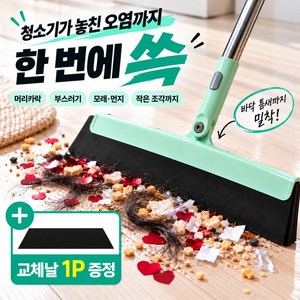 메루아 바닥밀착 EVA 매직 빗자루 교체날 1P 포함 머리카락 먼지 욕실 스퀴지 겸용, 프레시민트, 1개