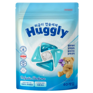 허글리 10IN1 딥 퍼퓸 초고농축 캡슐 세탁세제 미스틱 퍼퓸 향 섬유유연제 실내건조 겸용, 1개, 40개입