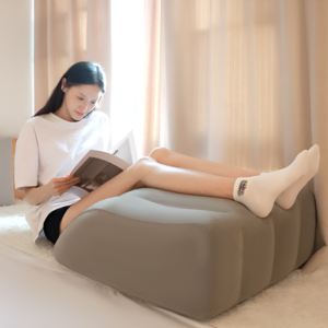 수면 에어 무릎 다리 베개 발 거치대 발받침대 삼각 쿠션, 풀패키지(파우치+공기주입기), 그레이