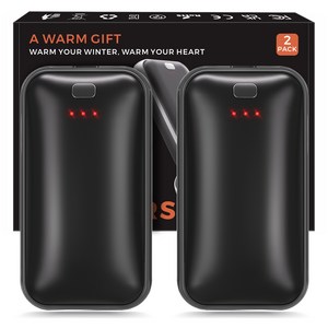 KOSKOZ 충전식 손난로 3단 온도조절 휴대용 2개 세트 초경량 슬림 USB-C, Black, A22