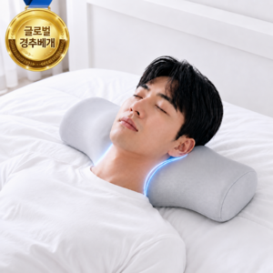 슬로넥 인체공학 목편한 메모리폼 경추베개, 아이스실크 그레이, 1개