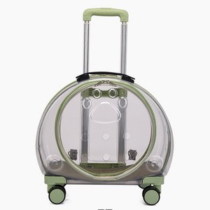 | OKRA 반려동물 전용 사이드 오픈식 이동장 에어박스 버블 캐리어 겸 백팩 멀티 다용도 가능, 녹색, 1개