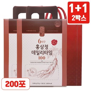 [추석특가 1+1] 6년근 홍삼정 스틱 총 200포 (전용 쇼핑백 증정 / 하루한포 건강선물), 2박스, 100회분