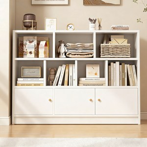Comfy Nest 대용량 책장 수납장 거실 다단 선반, 화이트, 3단