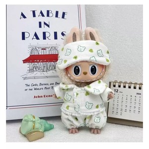 skansol 1 2 3 대 17cm 라부부 인형 옷 잠옷 3종세트, 그린, 1개