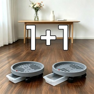 BIKASU 튼튼한 이동식 화분 받침대 원형 물받이 화분 받침, 2개, 그레이