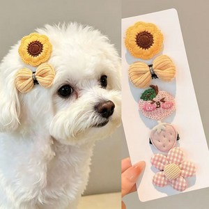 이쿠이칸 반려동물 고양이 강아지머리핀 헤어핀 애견동물 빗살핀 HJCWFJ0248, 1세트, 핑크