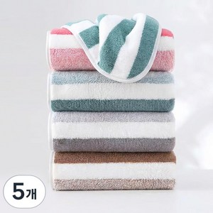호텔수건 40수 고급 먼지없는 수건 데일리 부드러운 스트라이프 타올, 5개, 혼색