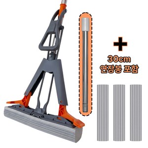 예그리나 접이식 물기제거 펄프청소기 물흡수 스펀지 밀대걸레 + 리필패드 3장, 1세트