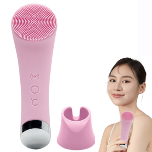 ERANSTAR 실리콘 진동클렌저 전동 브러쉬 세안기 온열 얼굴 클렌징 모공 피지 제거, 핑크, ER-WL2106