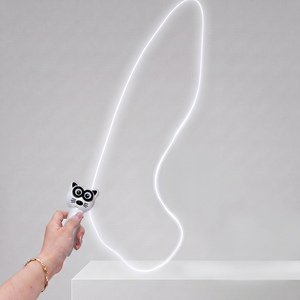 고양이 자동 야광 로프 낚싯대 장난감 반려묘 스트레스해소, 1개, 화이트