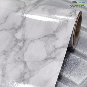 데코리아 재사용이 가능한 무점착 원목무늬목 바닥재, 그레이마블, 폭 100cm x 길이 10m