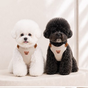 강아지 하네스 소형견 조끼형 가슴줄 산책 목줄 고리 조끼 Y06, 1개, 베이지