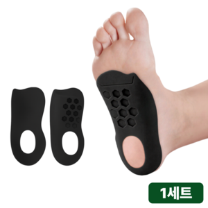 비바케어 아치 보조 기능성 발편한 깔창 패드, 1세트, 블랙