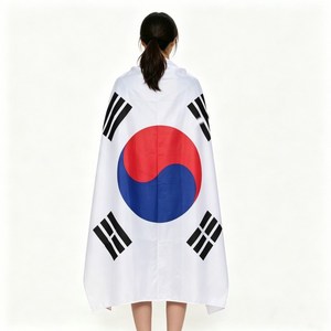 태극기 웨어러블 케이프 Korea 케이프 90x150cm 축구 경기 및 길거리 파티용, 1개, WHITE+RED+BLUE+BLACK