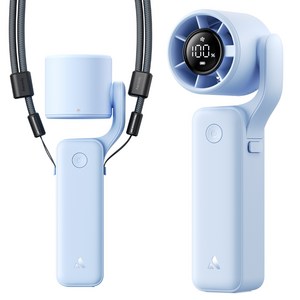 Aecooly 휴대용 선풍기 미니 무선 목걸이 선풍기 초경량 냉각 포켓 대용량 3500mAh 넥밴드 고속 회전 선풍기, 블루, PF04