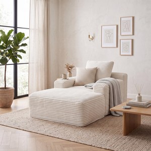 Claiks 코듀로이 1인 카우치소파 라운지체어 원룸 침실 싱글소파, 베이지