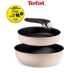 테팔 인덕션 매직핸즈 2X 프라이팬 세트 3개, 크렘 드 피치, 프라이팬 24cm + 볶음팬 26cm + 손잡이, 1세트