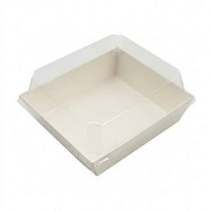 높은 뚜껑 크라프트 뚱 샌드위치 용기 + PET 뚜껑, 50개, 화이트, 1세트