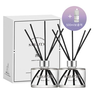 스미어티 프리미엄 200ML 2개 디퓨저 실내 방향제+500ML 대용량 리필액 선물 세트 집 화장실 방향제, 블랙체리