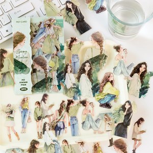 올리브파티 해피 라이브 감성 빈티지 인물 소녀 다꾸 스티커 30p 세트, 로즈+플라워, 2개