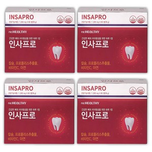 치아에 좋은 인사프로 건강한 뼈 치아 이가 탄탄해지는 흡수율 높은 비소성 코랄칼슘 영양제 프로폴리스 추출물, 4개, 60정