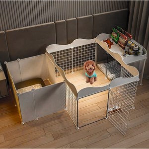 강아지 울타리 화장실 분리 펜스 화장실 수납공간 일체형, 흰색, 1세트