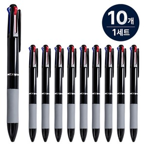 루메이크 부드러운 3색 볼펜 0.7mm, 10개, 블랙