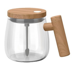 메종드퀴진 휴대용 자동회전 믹스컵 회오리컵 눈금머그, 1개, 400ml, 베이지