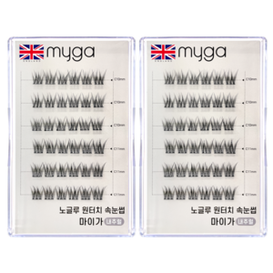 마이가 노글루 속눈썹 원터치 가닥 자연연장 속눈썹, 2개, 내추럴