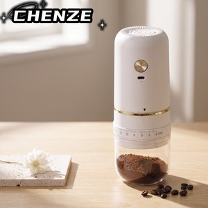 CHENZE 전동 커피그라인더 원두그라인더 충전식 휴대용 원두분쇄기 분쇄도조절 가정용, 화이트