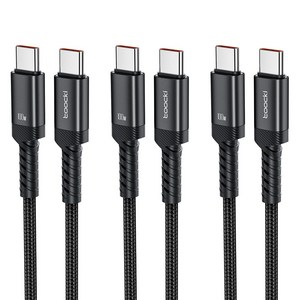 Toocki 단선 방지 E Marker 칩 100W C to C 타입 초고속 메탈 충전 케이블, 블랙, 3개, 1m