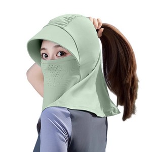 자외선차단 마스크 UV차단 쿨링 냉감 모자 일체형 얼굴 햇빛가리개, 1개, 카키