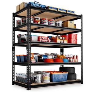 Maxlead 메탈랙 1134kg 초고내하중 무볼트 조립식 선반, 5단, 검은색