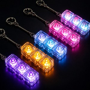 LED 키캡 키링 키보드 딸깍이 클리커 피젯토이 스트레스해소 불빛 열쇠고리, 2개, 투명 03