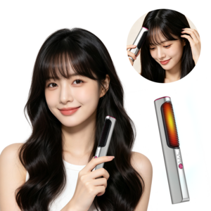 무선 미니 빗고데기 앞머리 볼륨 3단계 온도 충전식 휴대용, TY-16, silver