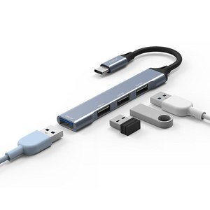 모락 프로토 4포트 USB C타입 멀티 허브 MR-HUB4C, 그레이, 1개