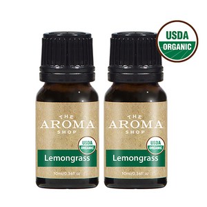 더아로마샵 USDA 유기농 에센셜오일 디퓨저 아로마테라피 숙면 힐링, 2개, 10ml, 레몬그라스 유기농 에센셜오일