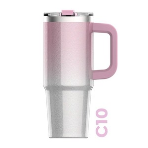 푸드앤 쿠팸-C10 이중 잠금 보온 보냉 텀블러 (빨대+빨대청소솔 포함), 1개, 887ml, 글리터핑크