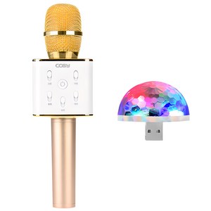 코시 무선 블랑 블루투스 마이크 + 휴대용 USB 미러볼 세트, 마이크(SP3236MKBT), 미러볼(LL3198UB), 골드