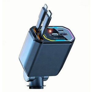 Helind 릴타입 차량용 고속 충전기 멀티형 별빛 지붕, iPhone+type-C