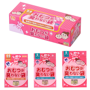 일본 보스BOS 아기 기저귀 냄새 차단 배변봉투 기저귀봉투 튼튼한 위생 비닐봉투, 핑크색-S 15매, 1개