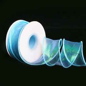 올리브파티 오로라 홀로그램 오간디 리본 40mm 9M리본, 2개, 블루, 9m