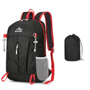 알프스코트 접이식 200g 초경량 생활방수 고밀도 배낭 백팩 20L, 블랙(BLACK)