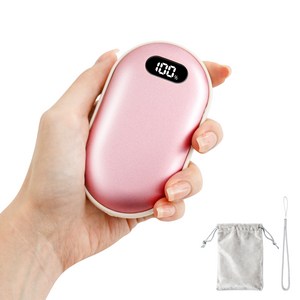 TRYSEEK 충전식 미니 손난로 보조배터리 C타입 5000mAh 휴대용 파워뱅크 겨울 캠핑 여행용, 핑크, Q11