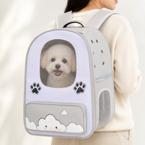 강아지 이동가방 백팩 반려동물 고양이 이동가방 통풍 휴대용, 1개, 회색