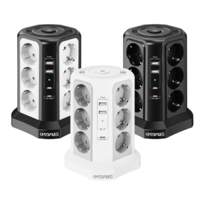 ORDFLES 타워형 멀티탭 12구 PD20W 4USB포트 고용량 3520W 과부하차단 KC인증 USB 멀티탭, 1개, 화이트, 3m