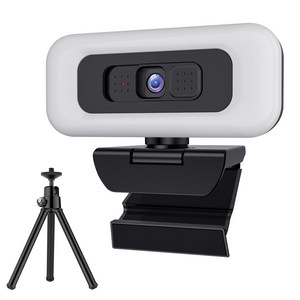 RUNDX 4K 웹캠 마이크내장 방송용 수업용 화상카메라 + 삼각대 세트, 블랙, 1개