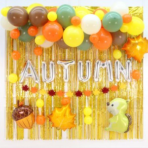 파티짱 AUTUMN 가을 풍선 세트 장식 땡스기빙 추수감사절 파티 소품, 1개, AUTUMN 가을 풍선 가랜드 커튼 세트 (엠버무드)