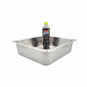 304 NSF식품 승인 사각 견고한 업소용 냉장고 반찬 스텐 밧드 바트, 1개, 2/3 (325x350mm) × 높이 10cm 몸체만
